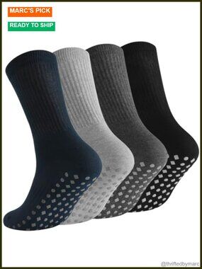 Non Slip Grip Socks Crew Grippy Socks for Yoga Pilates Hospital